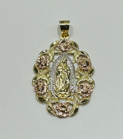 10K GOLD THREE TONE VIRIGIN MARY PENDANT-   WEIGHT: 3.8gm