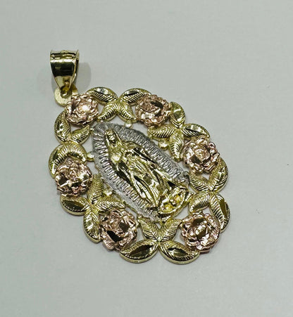 10K GOLD THREE TONE VIRIGIN MARY PENDANT-   WEIGHT: 3.8gm