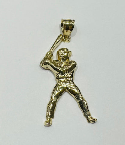 10K GOLD BASEBALL PLAYER CHARM PENDANT-   WEIGHT: 2.1gm
