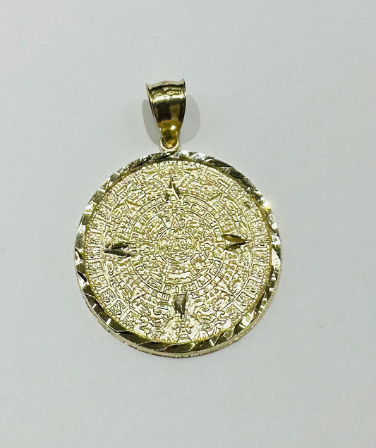 10K GOLD AZTEC CALENDER PENDANT-   WEIGHT: 4.8gm
