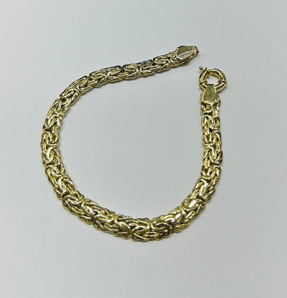 10K GOLD BYZANTINE LINK CHAIN BRACELET- 7.3gm    7.5"