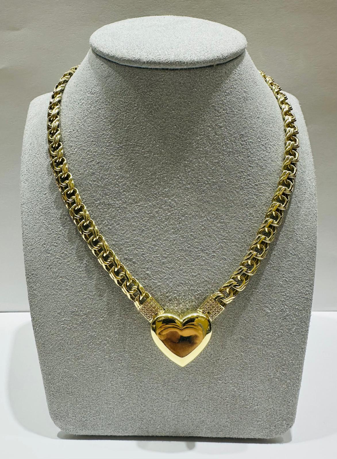 10K HEART CHINO LINK CHAIN NECKLACE- 21.3gm    18"