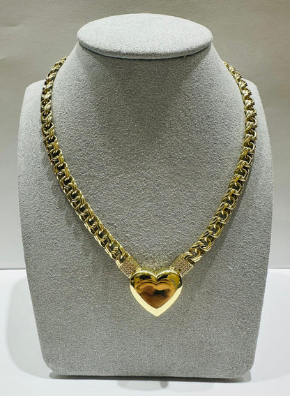 10K HEART CHINO LINK CHAIN NECKLACE- 21.3gm    18"