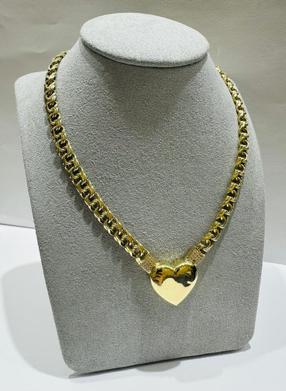 10K HEART CHINO LINK CHAIN NECKLACE- 21.3gm    18"
