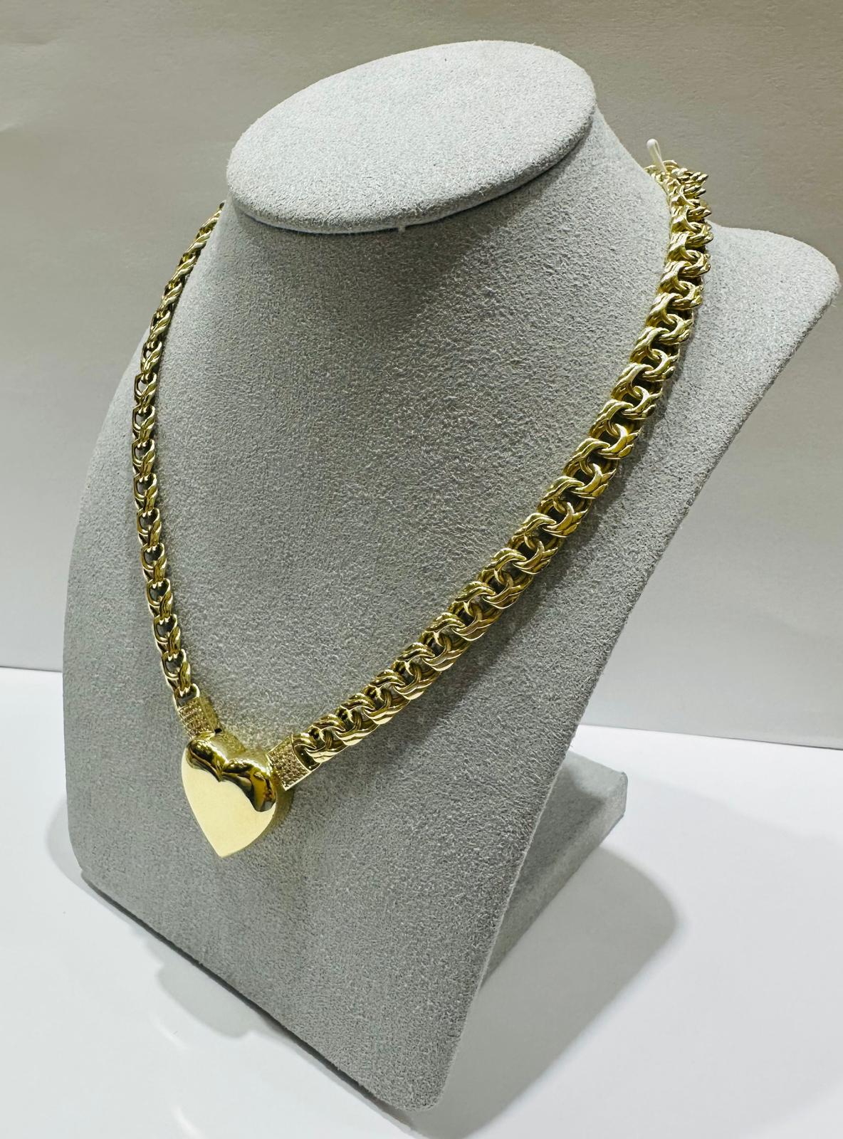 10K HEART CHINO LINK CHAIN NECKLACE- 21.3gm    18"