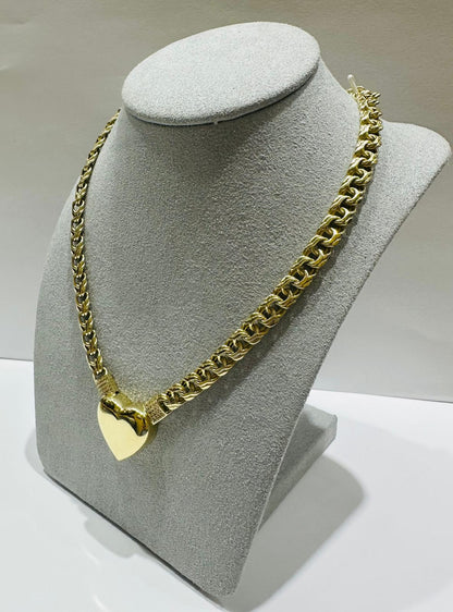 10K HEART CHINO LINK CHAIN NECKLACE- 21.3gm    18"