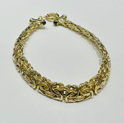 10K GOLD BYZANTINE LINK CHAIN BRACELET- 11.3gm    7.5"