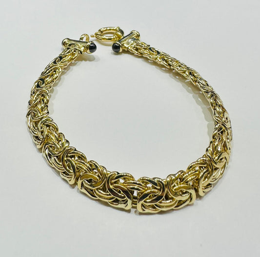 10K GOLD BYZANTINE LINK CHAIN BRACELET- 11.3gm    7.5"