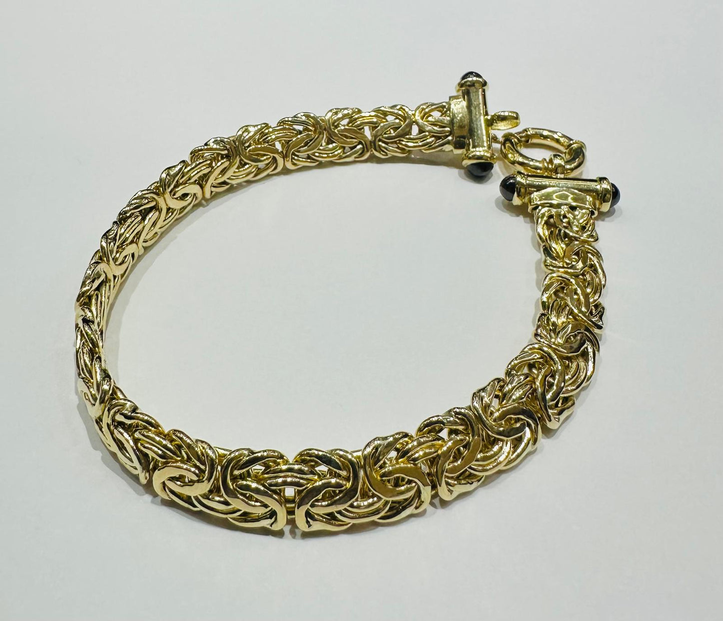 10K GOLD BYZANTINE LINK CHAIN BRACELET- 11.3gm    7.5"