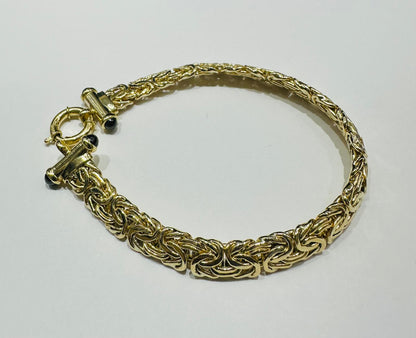 10K GOLD BYZANTINE LINK CHAIN BRACELET- 11.3gm    7.5"