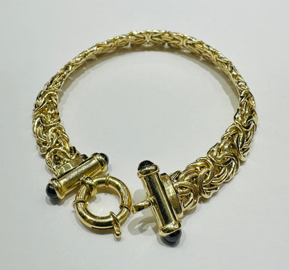 10K GOLD BYZANTINE LINK CHAIN BRACELET- 11.3gm    7.5"