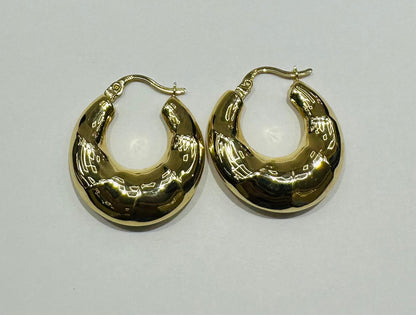 10K GOLD ROUND HOOP EARRINGS- 3.3gm