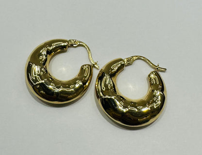 10K GOLD ROUND HOOP EARRINGS- 3.3gm