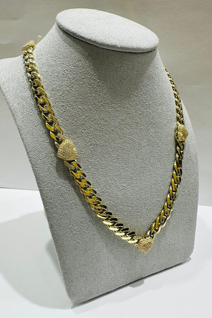 10K HEART CUBAN LINK HEART CHAIN NECKLACE- 22.2gm    18"