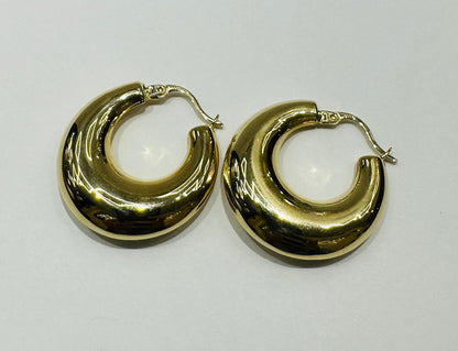 10K GOLD ROUND HOOP EARRINGS- 4.4gm