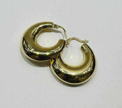 10K GOLD ROUND HOOP EARRINGS- 4.4gm