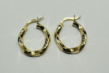 10K GOLD ROUND SPIRAL HOOP EARRINGS- 1.6gm