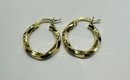 10K GOLD ROUND SPIRAL HOOP EARRINGS- 1.6gm
