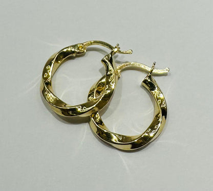 10K GOLD ROUND SPIRAL HOOP EARRINGS- 1.6gm