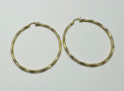 10K GOLD ROUND HOOP EARRINGS- 5.0gm