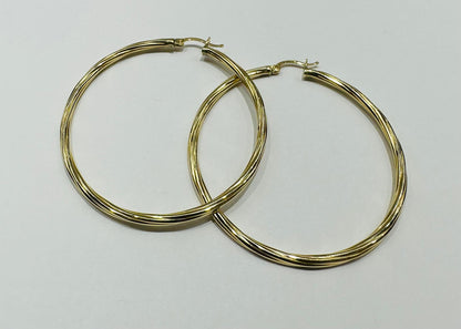 10K GOLD ROUND HOOP EARRINGS- 5.0gm