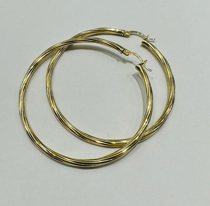 10K GOLD ROUND HOOP EARRINGS- 5.0gm