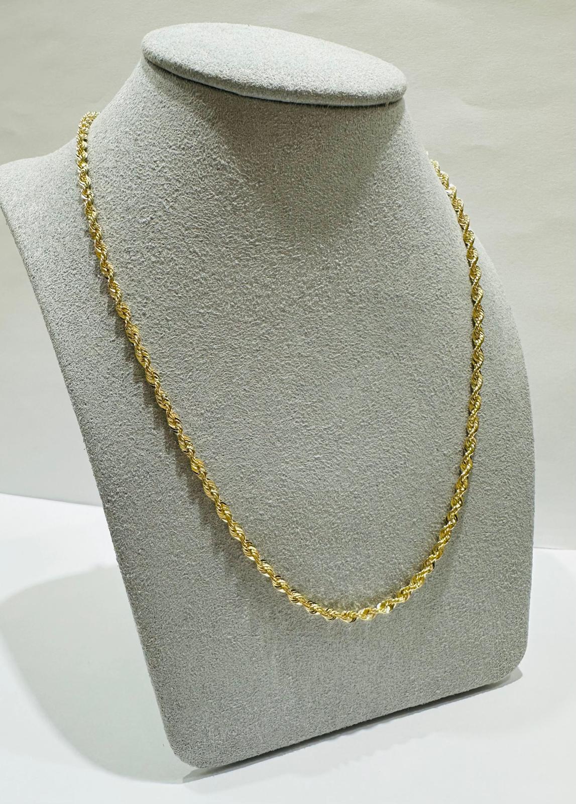 10K GOLD ROPE CHAIN NECKLACE- 2.8gm    16"    2.30mm