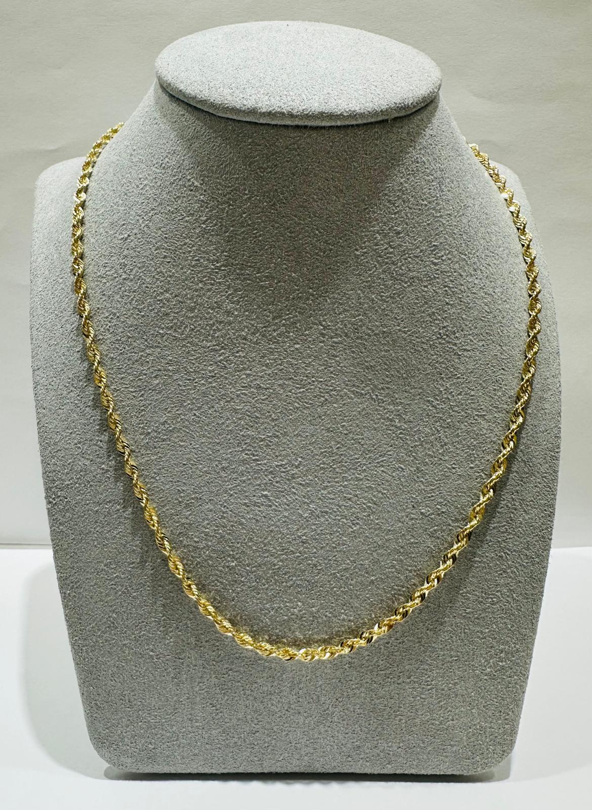 10K GOLD ROPE CHAIN NECKLACE- 3.0gm    18"    2.33mm