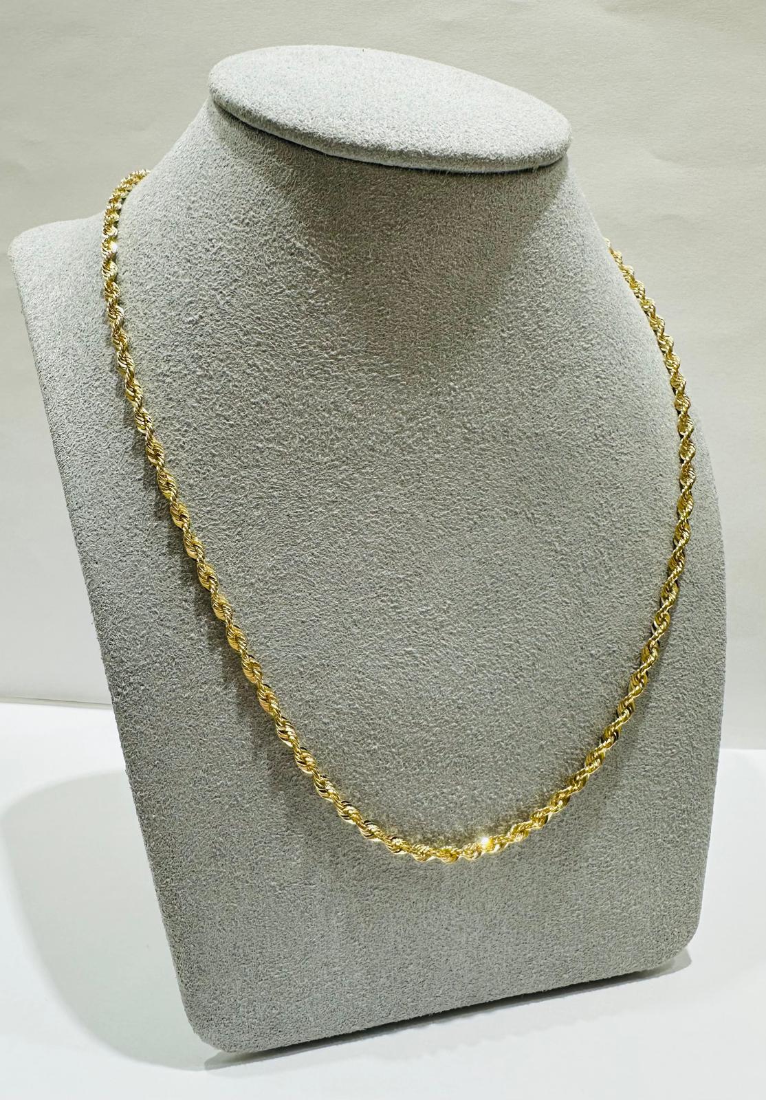 10K GOLD ROPE CHAIN NECKLACE- 3.0gm    18"    2.33mm