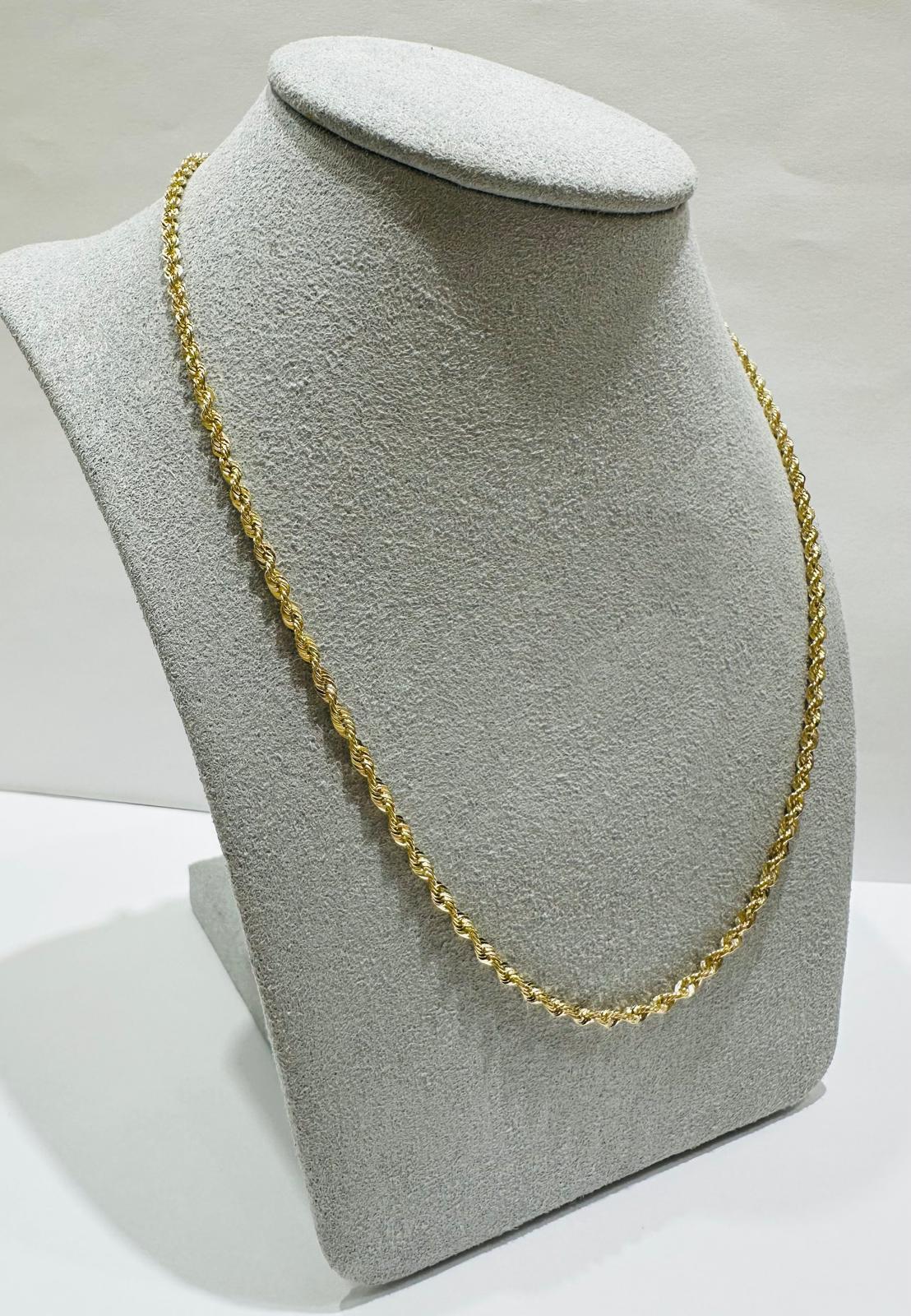 10K GOLD ROPE CHAIN NECKLACE- 2.8gm    24"    2.15mm