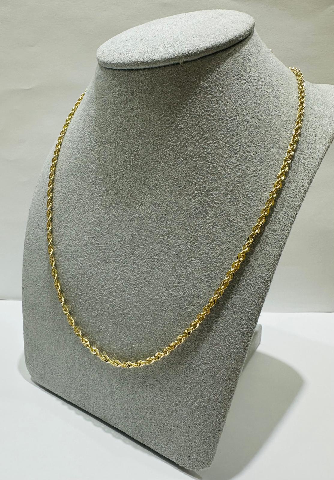 10K GOLD ROPE CHAIN NECKLACE- 2.8gm    24"    2.15mm