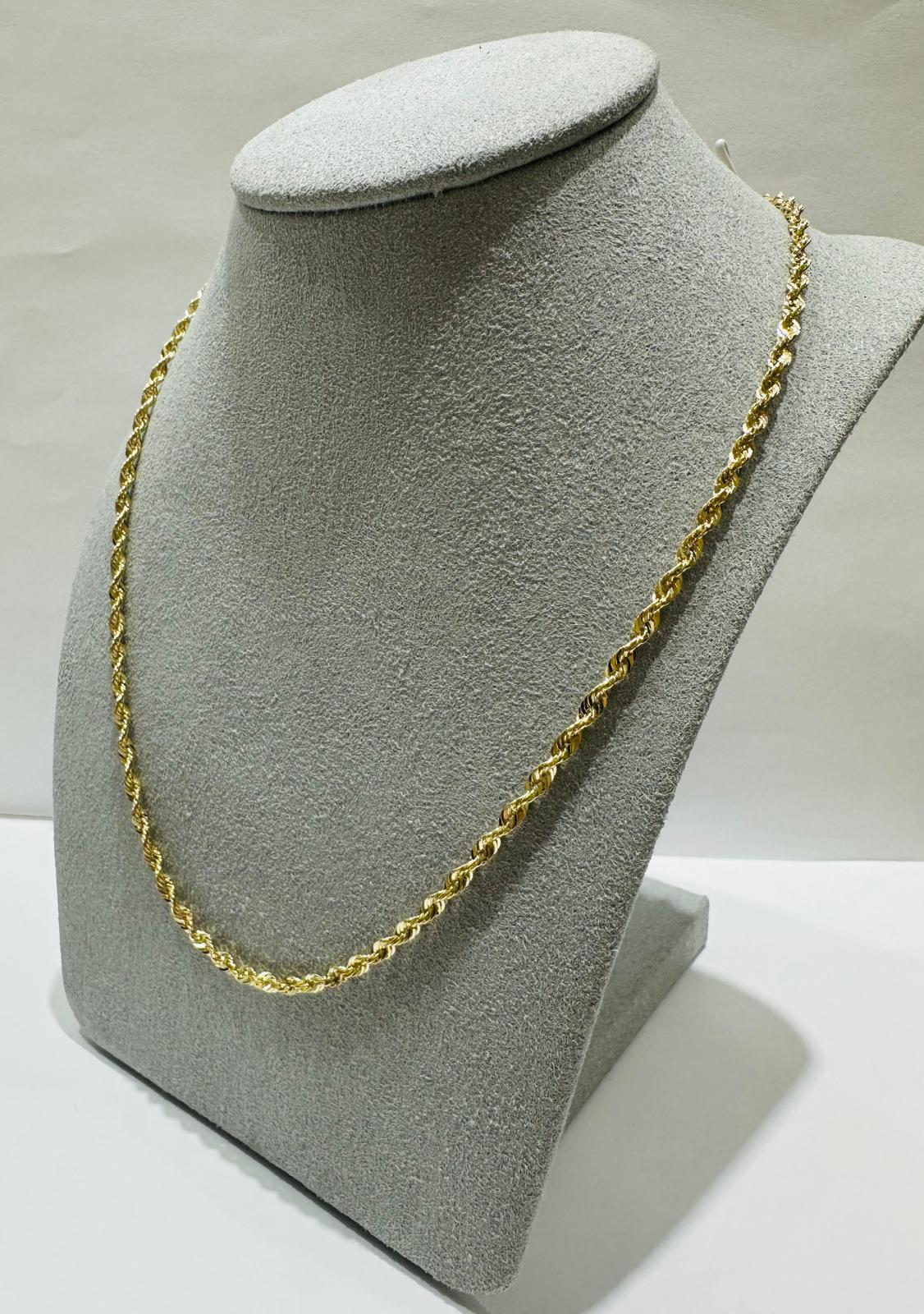 10K GOLD ROPE CHAIN NECKLACE- 3.0gm    18"    2.33mm
