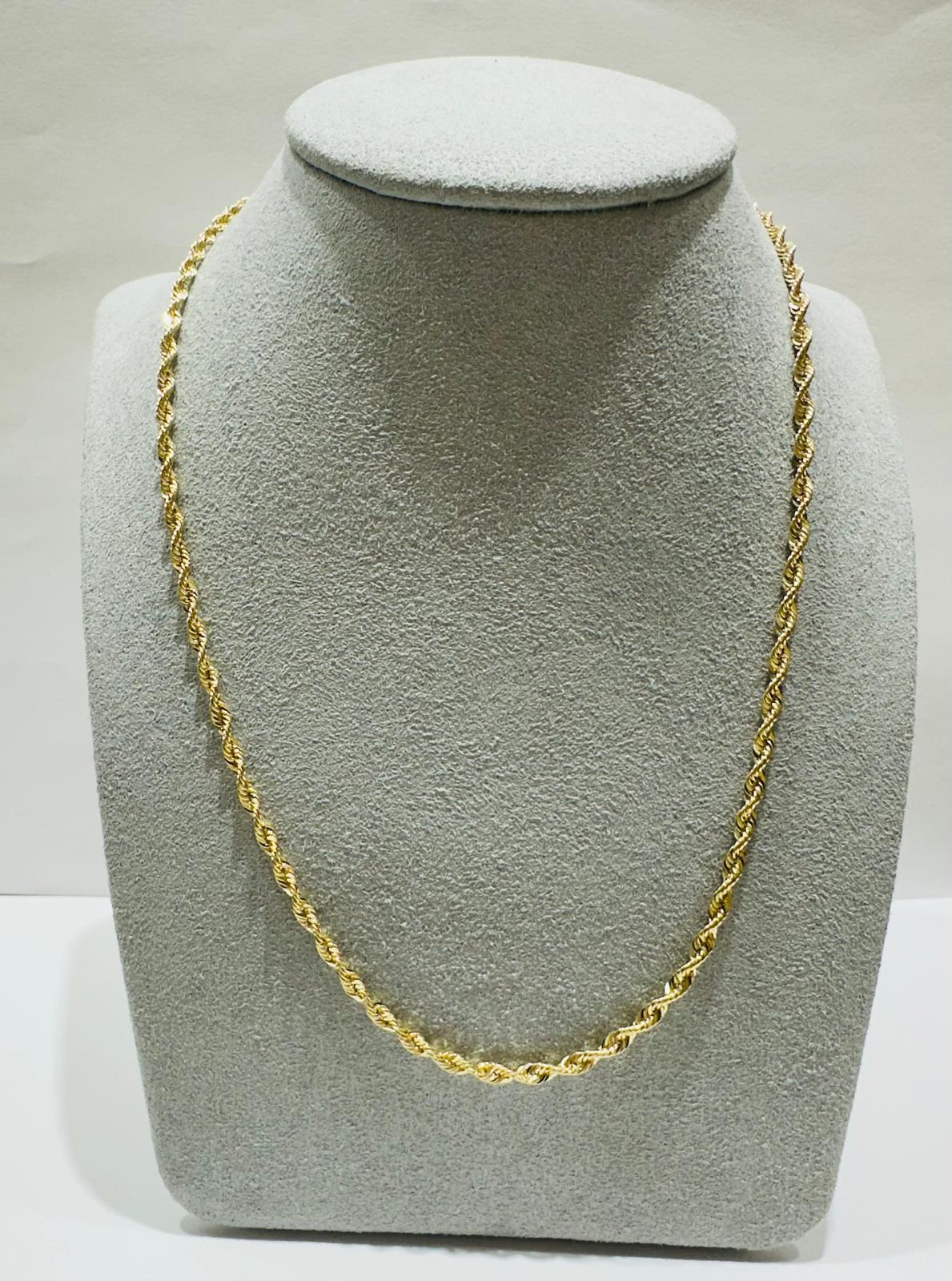 10K GOLD ROPE CHAIN NECKLACE- 3.5gm    20"    2.32mm