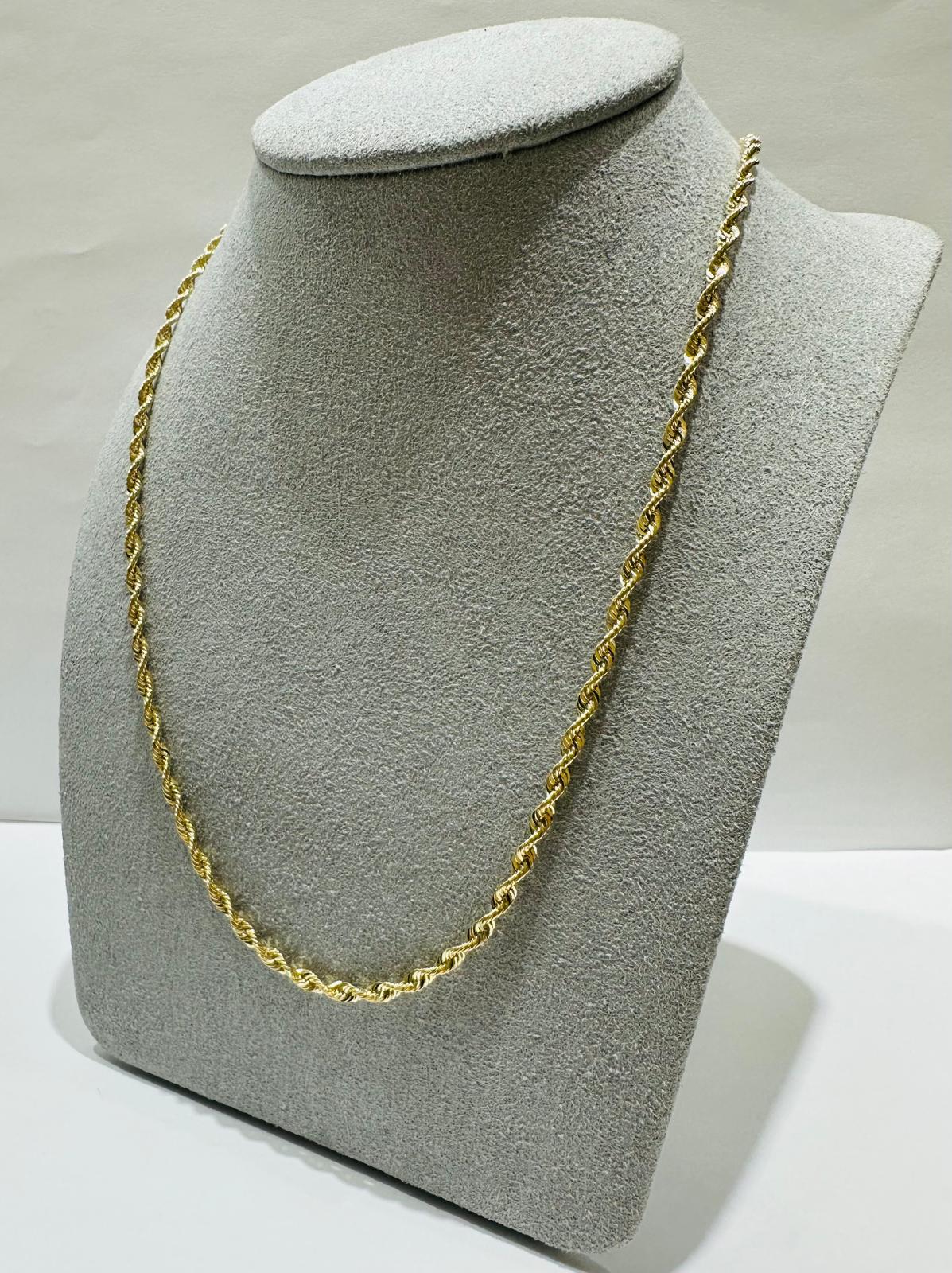 10K GOLD ROPE CHAIN NECKLACE- 3.5gm    20"    2.32mm