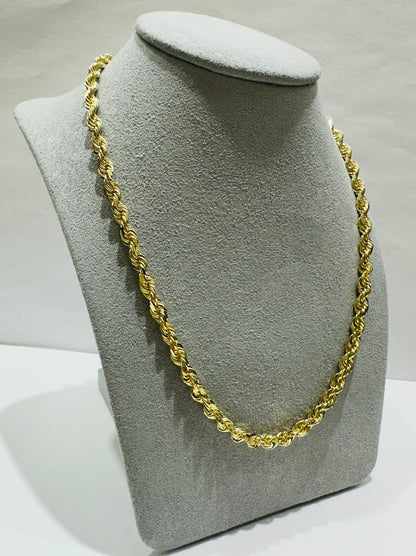 10K GOLD SOLID ROPE CHAIN NECKLACE- 23.8gm    20"    3.62mm