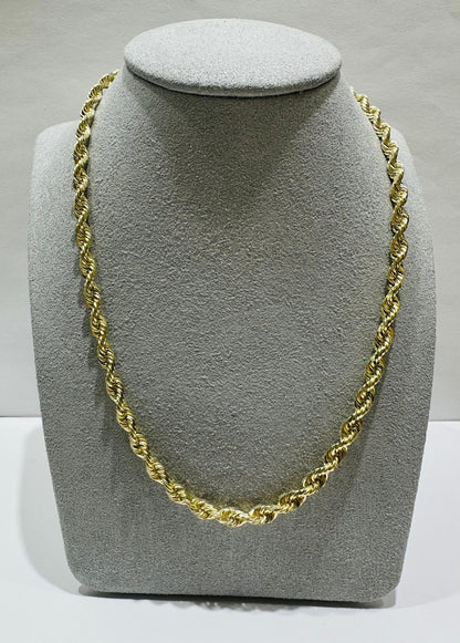 10K GOLD SOLID ROPE CHAIN NECKLACE- 26.8gm    22"    3.62mm