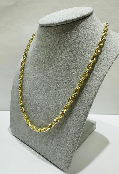 10K GOLD SOLID ROPE CHAIN NECKLACE- 26.8gm    22"    3.62mm