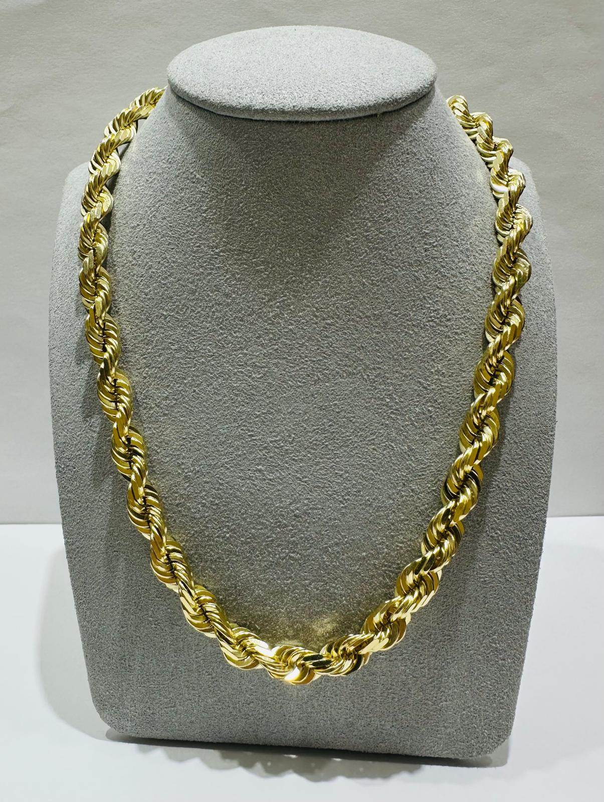 10K GOLD SOLID ROPE CHAIN NECKLACE- 96.9gm    24"    6.28mm