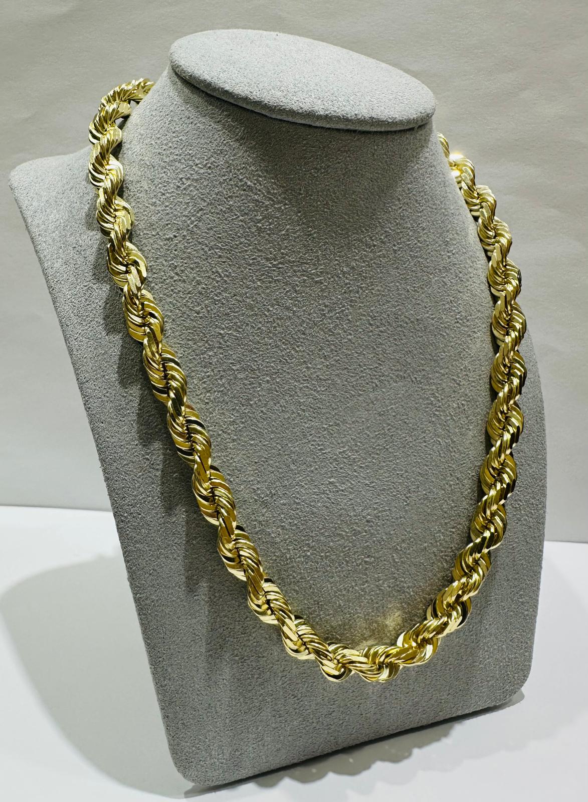 10K GOLD SOLID ROPE CHAIN NECKLACE- 96.9gm    24"    6.28mm