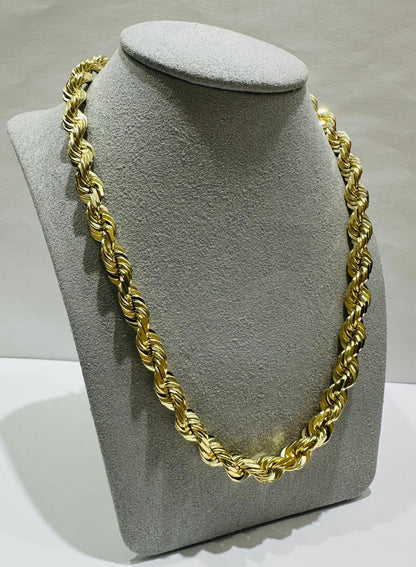 10K GOLD SOLID ROPE CHAIN NECKLACE- 96.9gm    24"    6.28mm