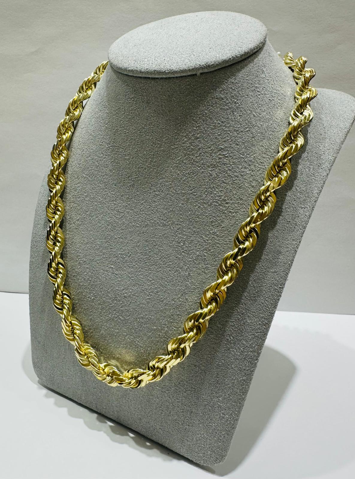 10K GOLD SOLID ROPE CHAIN NECKLACE- 96.9gm    24"    6.28mm
