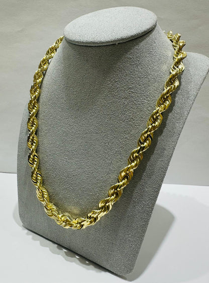 10K GOLD SOLID ROPE CHAIN NECKLACE- 96.9gm    24"    6.28mm