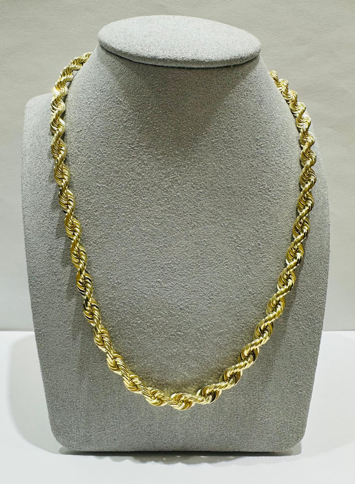 10K GOLD SOLID ROPE CHAIN NECKLACE- 55.3gm    26"    4.68mm
