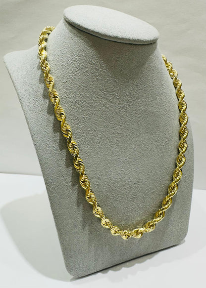10K GOLD SOLID ROPE CHAIN NECKLACE- 55.3gm    26"    4.68mm