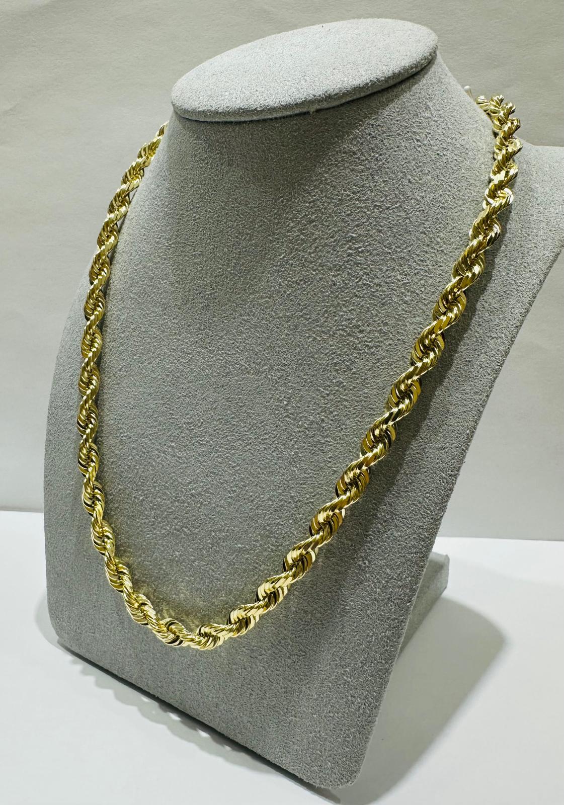 10K GOLD SOLID ROPE CHAIN NECKLACE- 55.3gm    26"    4.68mm