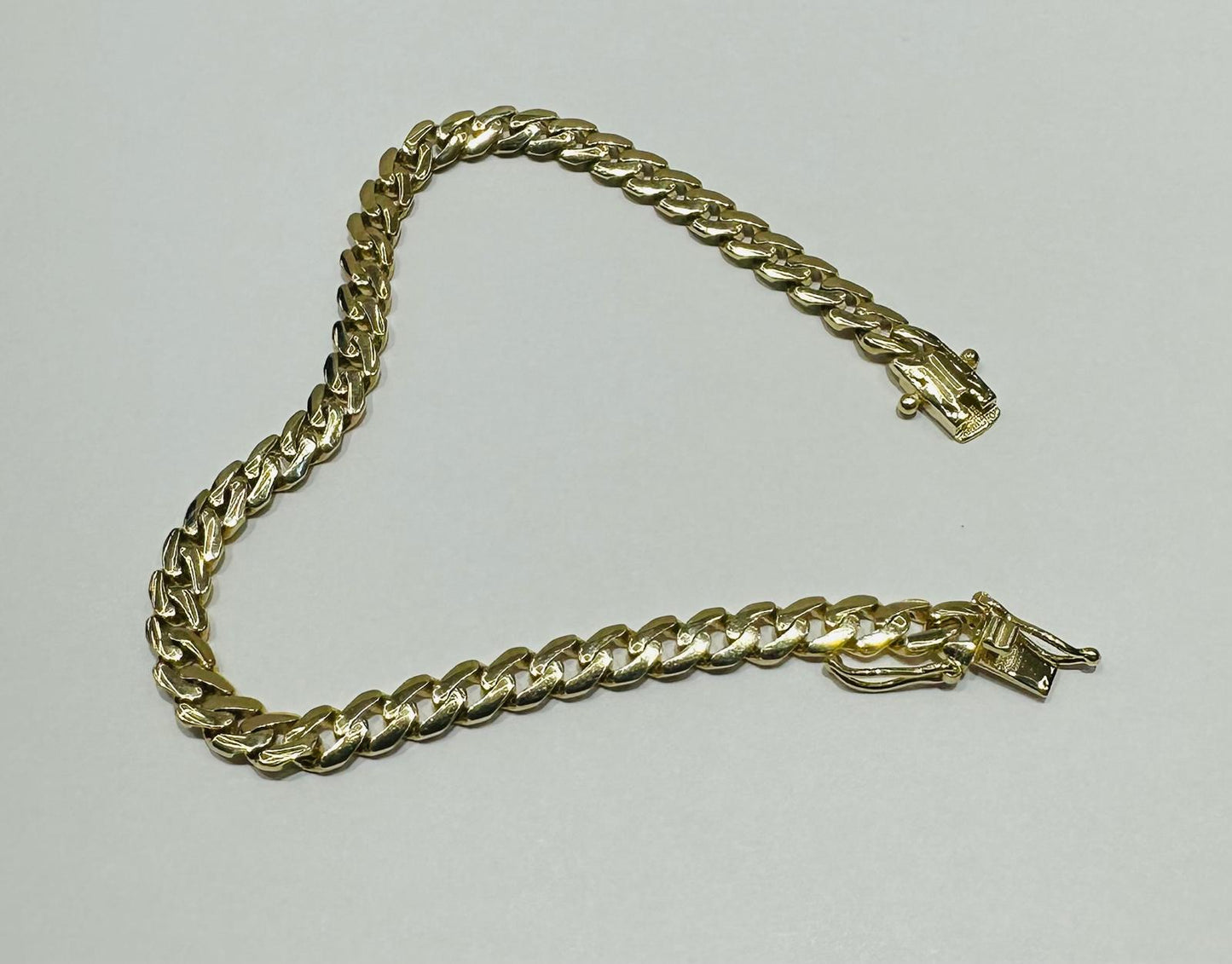 10K GOLD SEMI SOLID MIAMI CUBAN LINK CHAIN BRACELET- 7.7gm    8"     4.75mm