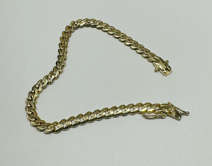 10K GOLD SEMI SOLID MIAMI CUBAN LINK CHAIN BRACELET- 7.7gm    8"     4.75mm