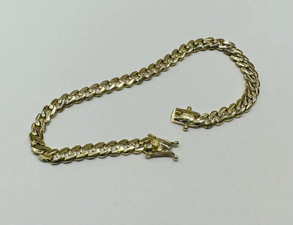 10K GOLD SEMI SOLID MIAMI CUBAN LINK CHAIN BRACELET- 7.7gm    8"     4.75mm