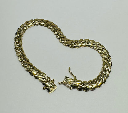 10K GOLD SEMI SOLID MIAMI CUBAN LINK CHAIN BRACELET- 13gm    9"     6.85mm