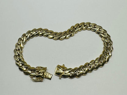 10K GOLD SEMI SOLID MIAMI CUBAN LINK CHAIN BRACELET- 15.8gm    8.5"     7.98mm